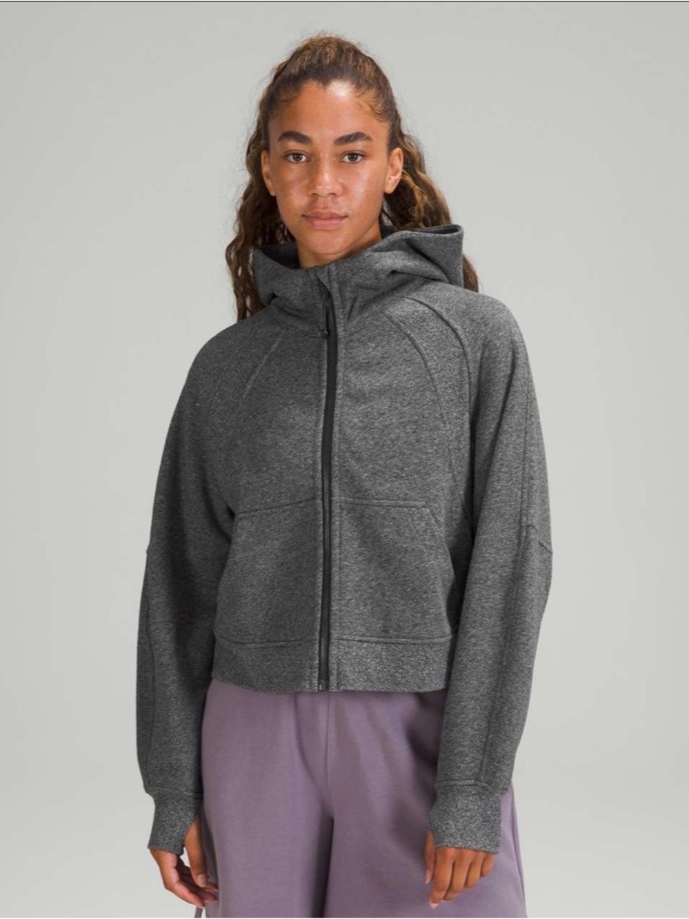 #128 Lululemon Scuba Oversized Full Zip Heathered Speckled Black XS/S